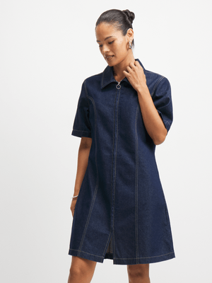 Exact Women's Denim Zip Through Dress