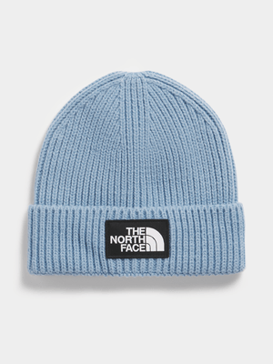 North Face Unisex Logo Box Cuffed Blue Beanie