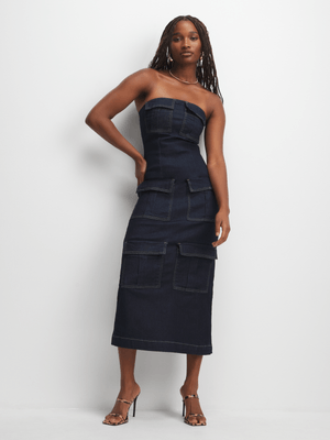The FIX Women's Dark Wash Multi Pocket Denim Dress