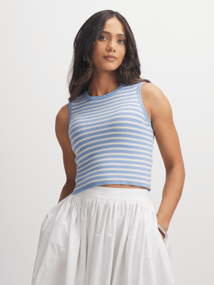 Exact Women's Blue & White Striped Vest