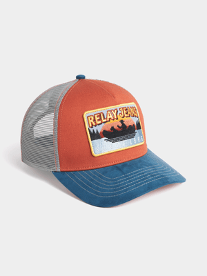 Relay Jeans Men's Colour Block Trucker Orange Cap