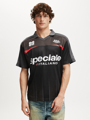 Men's Cotton On Black Soccer Jersey